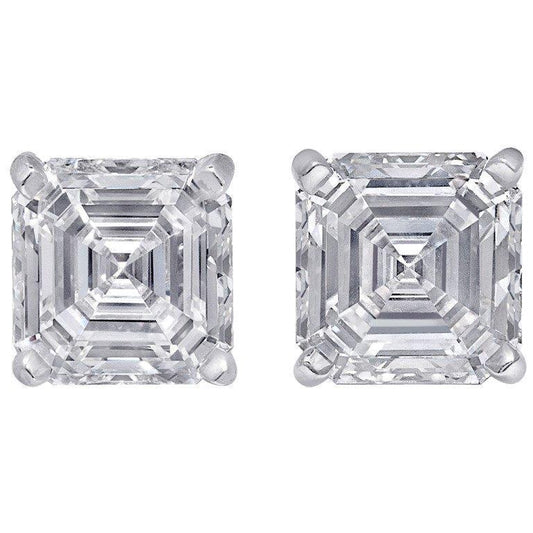 Asscher Cut Vero Diamond Stud Orecchino In Oro Bianco Gioielli Da Donna 3 Carati