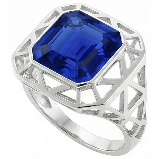 Asscher Solitaire Anello da uomo 2,50 carati Set di castoni in zaffiro dello Sri Lanka