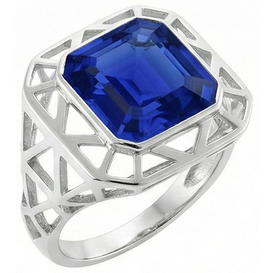 Asscher Solitaire Anello da uomo 2,50 carati Set di castoni in zaffiro dello Sri Lanka
