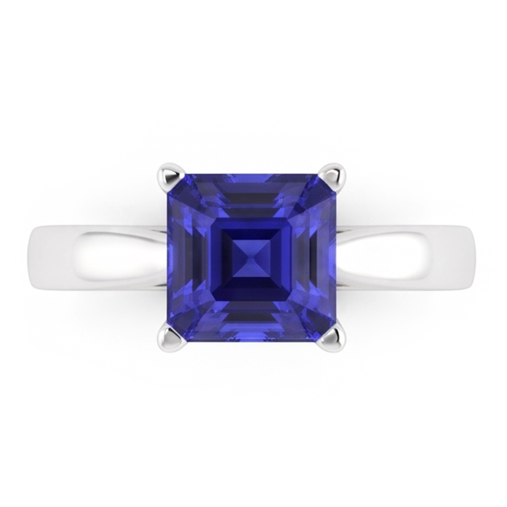 Asscher Solitaire Sapphire Anello Di Fidanzamento Con Gambo Conico 1.50 Carati