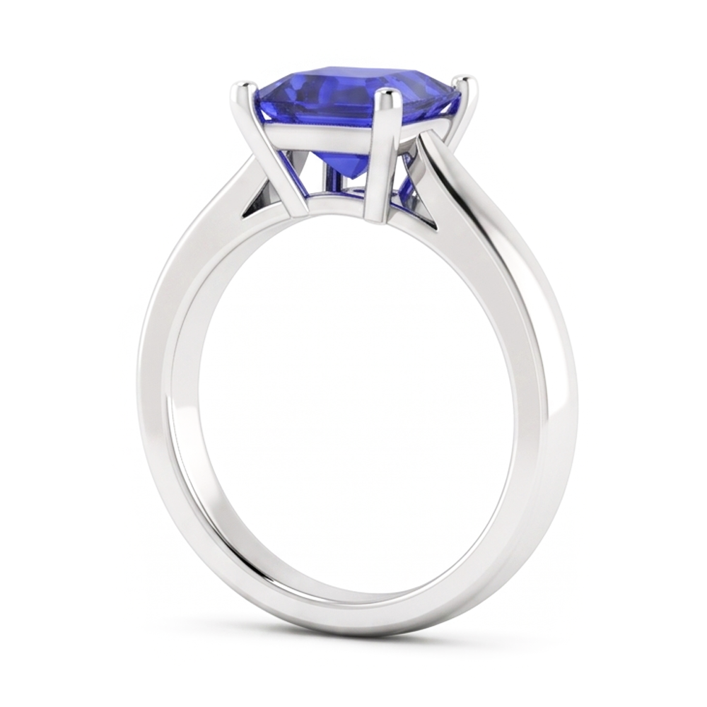 Asscher Solitaire Sapphire Anello Di Fidanzamento Con Gambo Conico 1.50 Carati