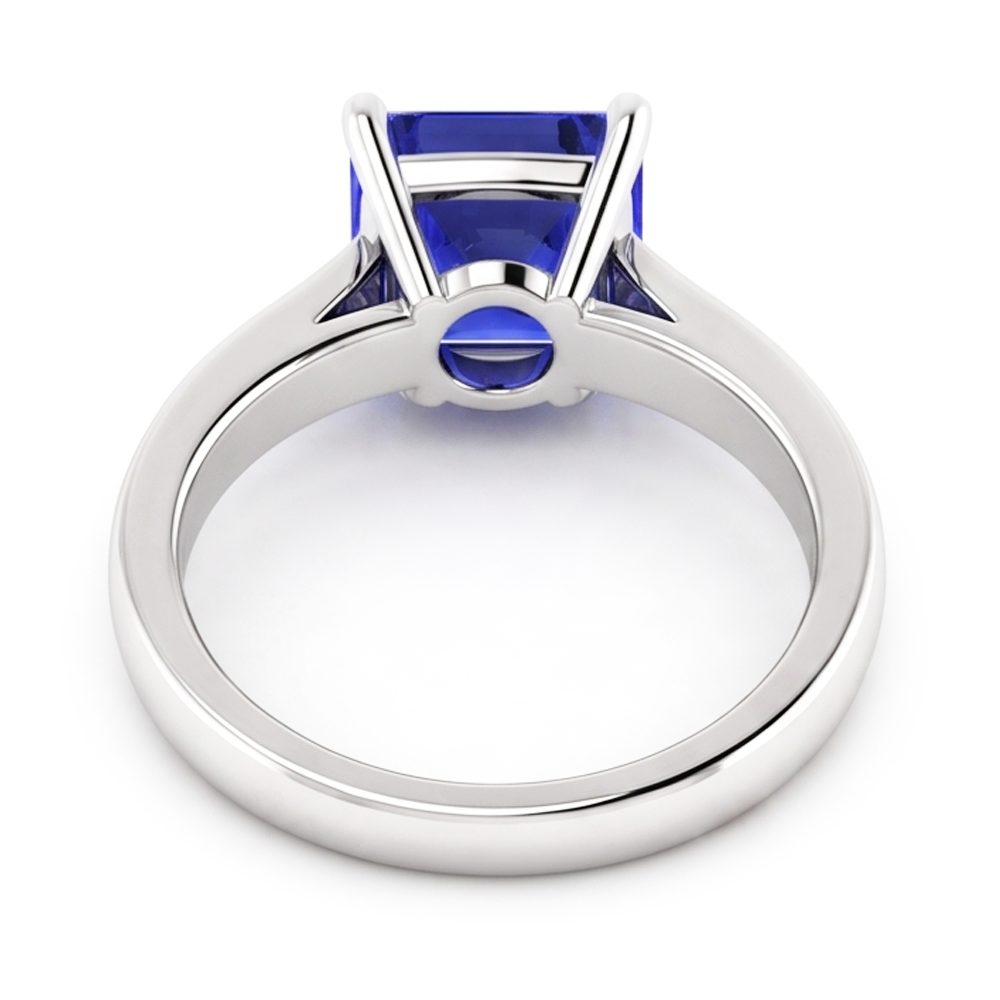 Asscher Solitaire Sapphire Anello Di Fidanzamento Con Gambo Conico 1.50 Carati