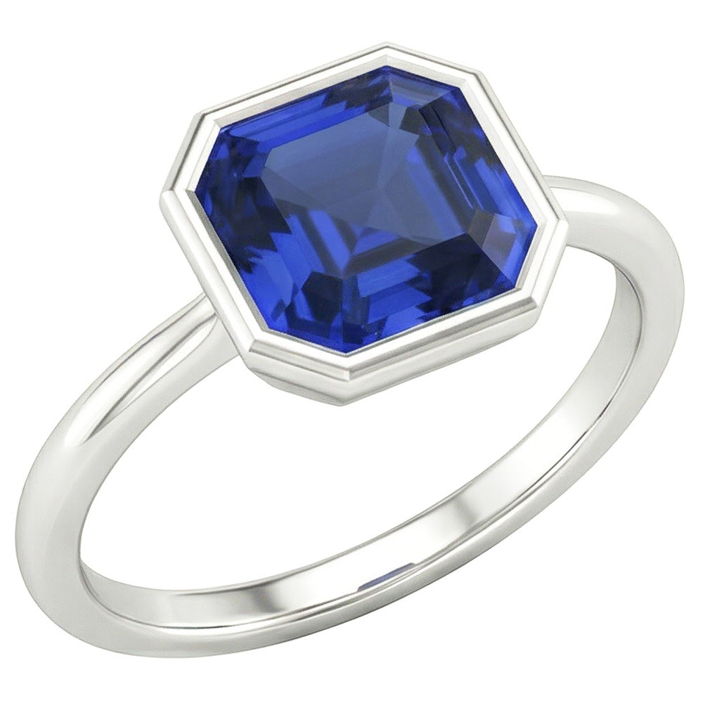 Asscher Taglio Zaffiro Anello di Fidanzamento
