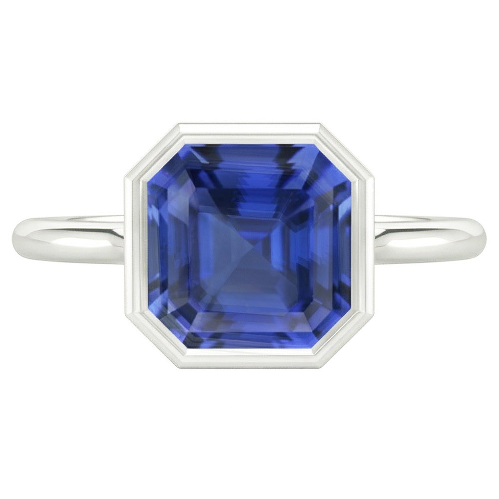 Asscher Taglio Zaffiro Anello di Fidanzamento