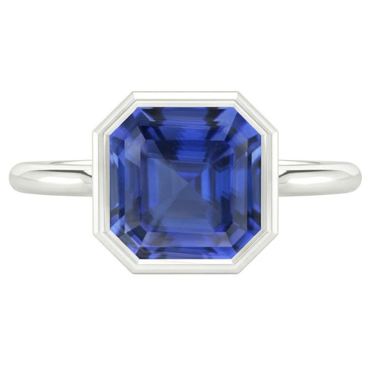 Asscher Taglio Zaffiro Anello di Fidanzamento