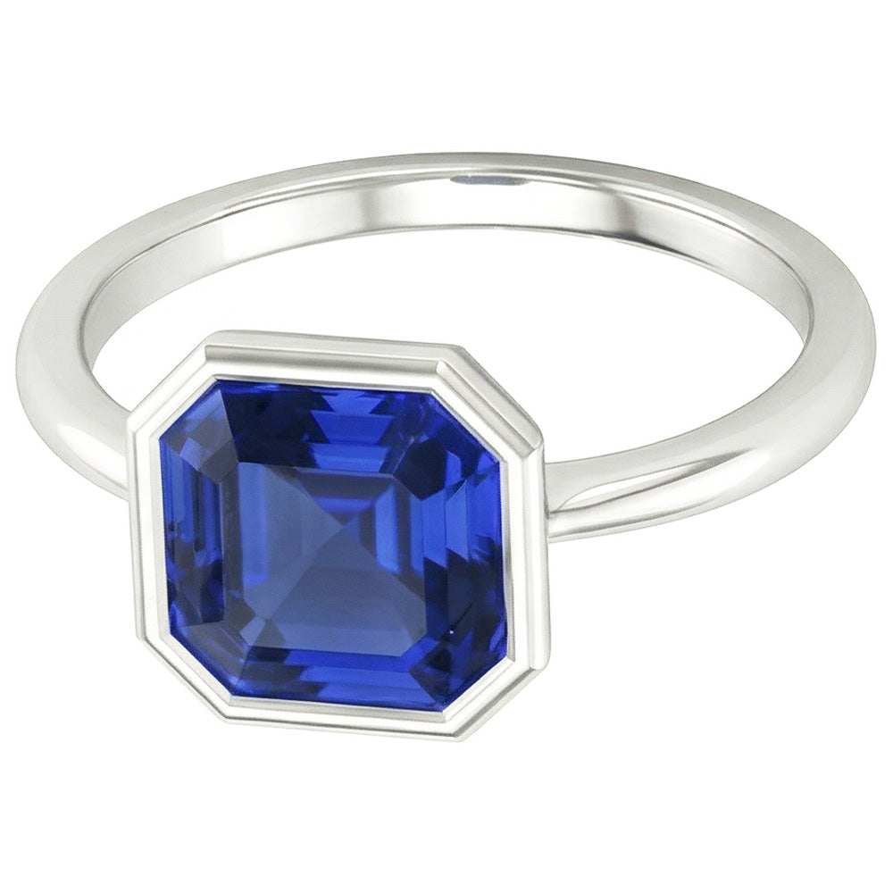 Asscher Taglio Zaffiro Anello di Fidanzamento