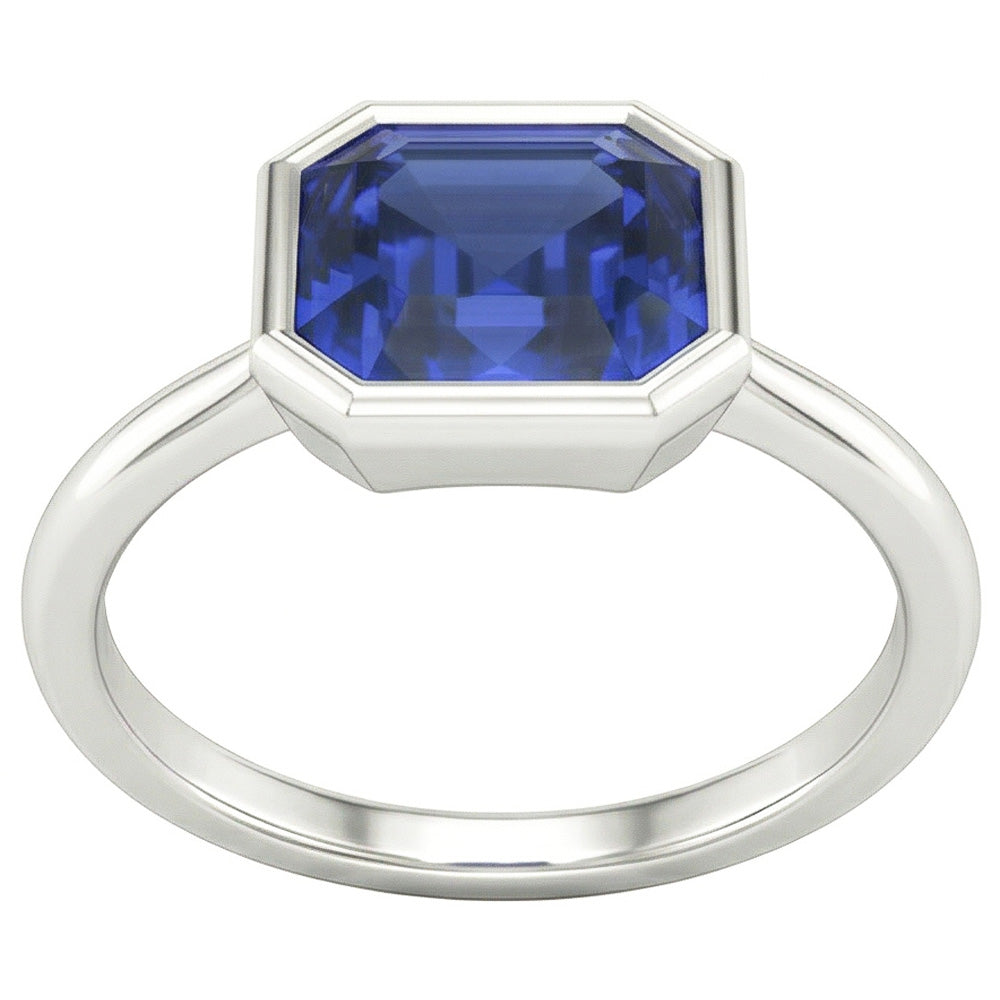 Asscher Taglio Zaffiro Anello di Fidanzamento