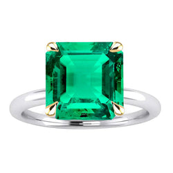 Oro Bicolore 14K GIA-Certificato Smeraldo Anello con Pietra
