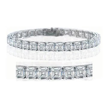 Asscher Cut Vero Diamond Splendido Bracciale Tennis 48 Carati Gioielli in Oro