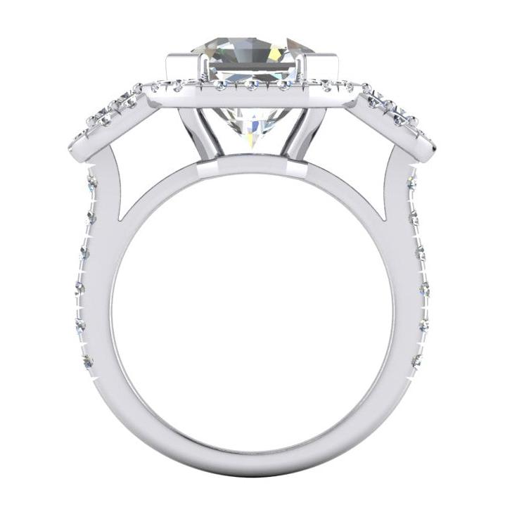 Asscher Taglio Con Accenti Anello Con Vero Diamante