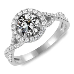 Bague Halo Ronde Vero Diamant Taille Ancienne Mine Pavée Style Infini 5 Carats