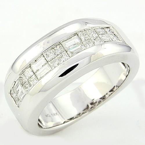 Baguette 14K 1,10 Ct E Gioielli Con Fascia Da Uomo Con Vero Diamanti Taglio Principessa Novità