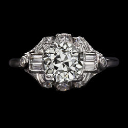 Baguette E Anello Rotondo Vecchio Minatore Con Genuino Diamanti Stile Vintage 4 Carati