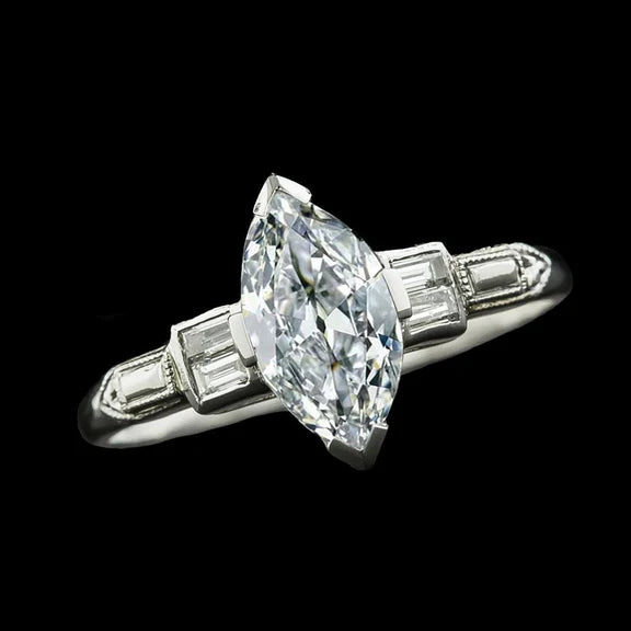 Baguette Old Cut Marquise Vero Diamond Ring 5 Gioielli In Pietra 4.75 Carati