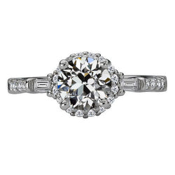 Fatto a mano Anello di Fidanzamento Halo con Brillante Purezza
