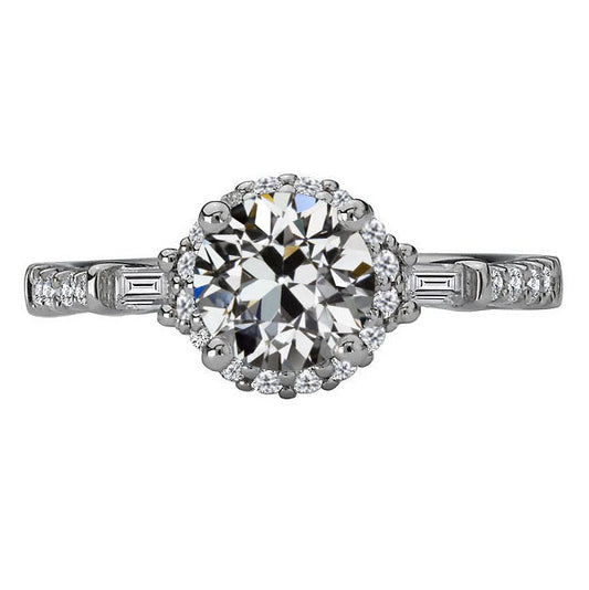 Cuscino Antico Brillante anello in Oro 14 Carati Bianco – vista principale