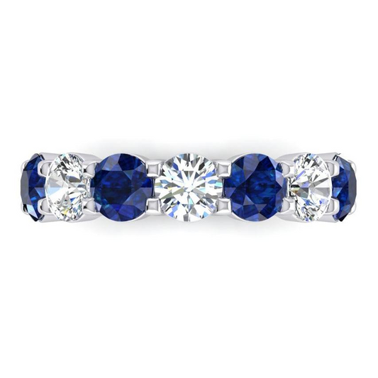 Banda da Donna Con Naturale Di Diamante Estratto Dalla Terra E Zaffiro Blu Pietra Preziosa 