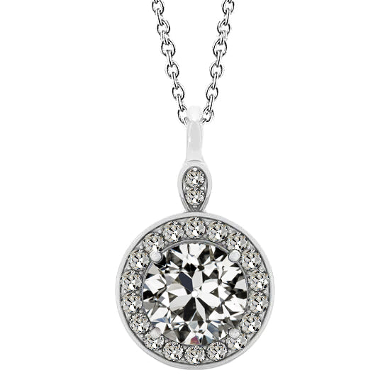 Diamante Fine Taglio Old Mine Halo in Oro Bianco 14K – vista principale