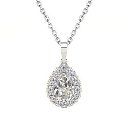Oro Bianco 14K Diamante Fine Pendente a Goccia – 1-carati