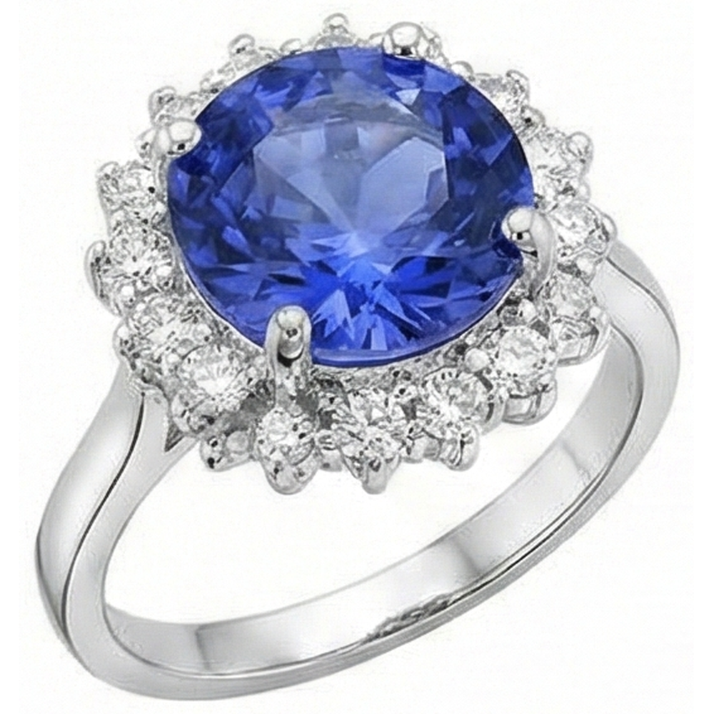 Bellissimi gioielli con anello di diamanti rotondi in tanzanite da 4 carati