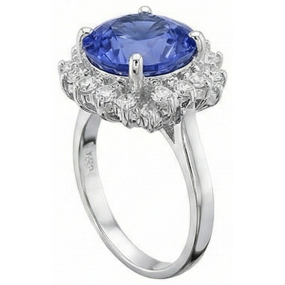 Bellissimi gioielli con anello di diamanti rotondi in tanzanite da 4 carati