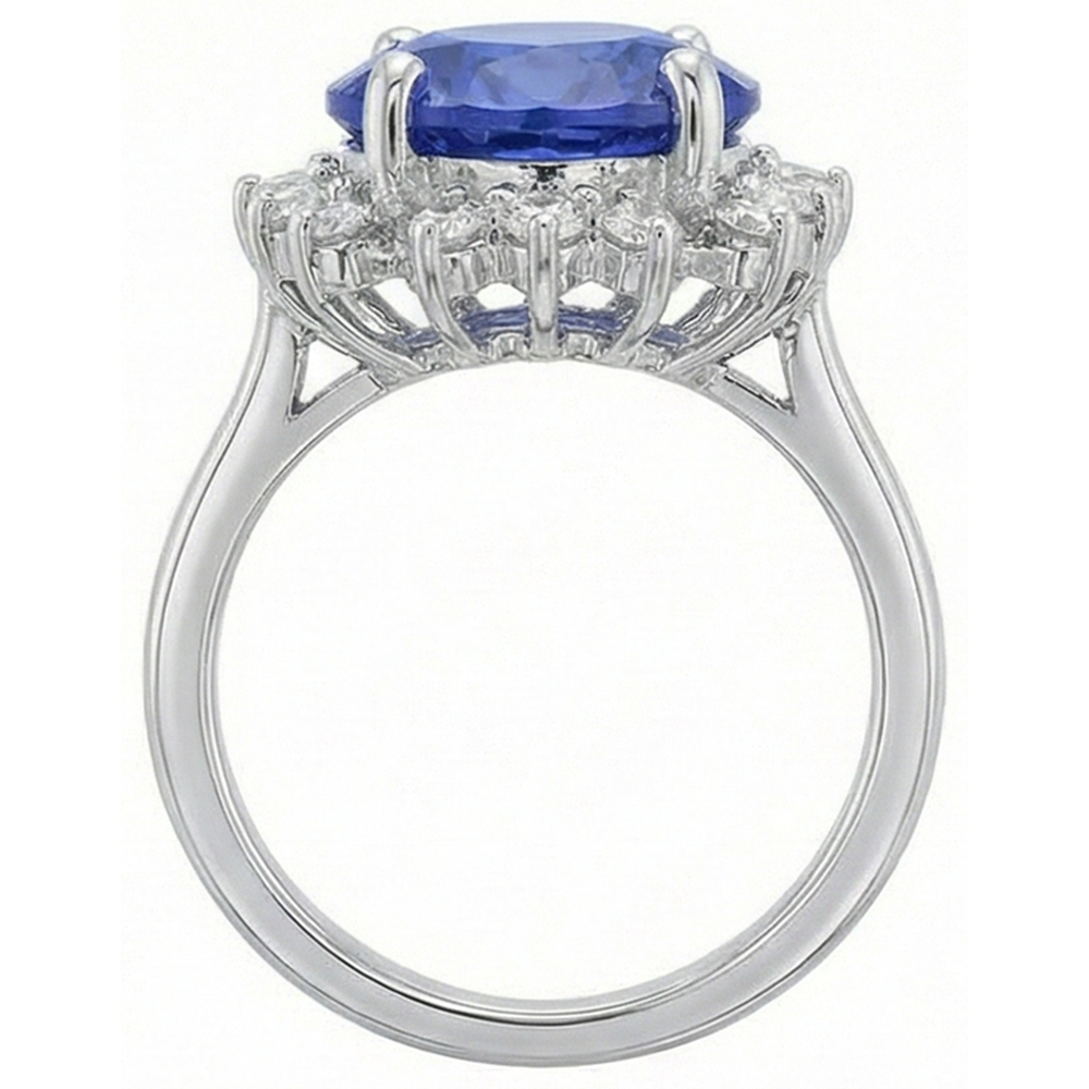 Bellissimi gioielli con anello di diamanti rotondi in tanzanite da 4 carati