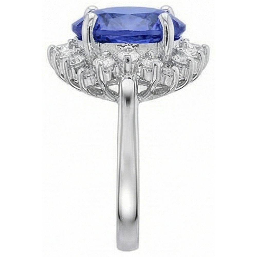 Bellissimi gioielli con anello di diamanti rotondi in tanzanite da 4 carati