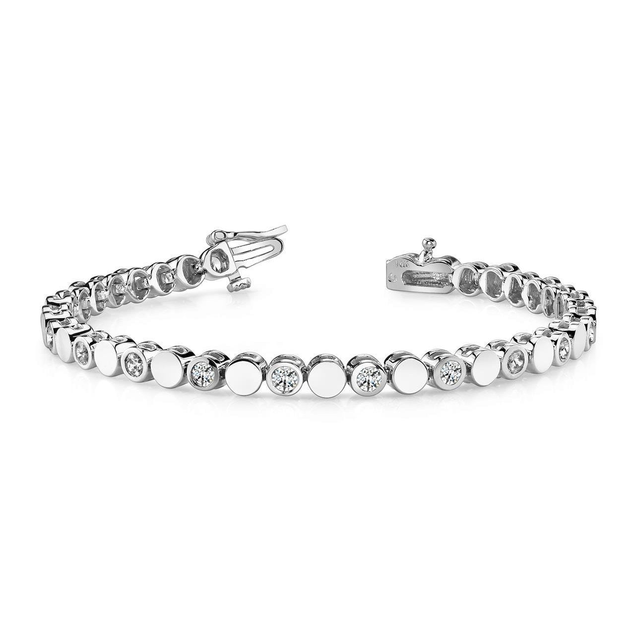 Bellissimo Bracciale Da Donna Con Naturale Diamanti Rotondi Incastonato In Castone Oro Bianco 5.40 Ct