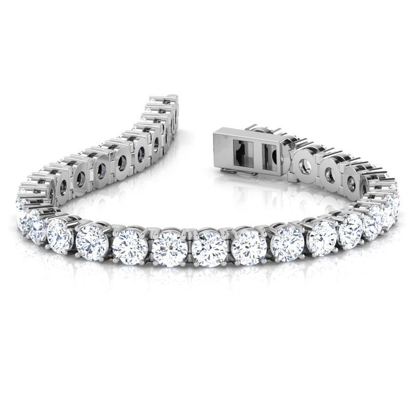 Bellissimo Bracciale Da Tennis Con Genuino Diamanti A Taglio Rotondo. Gioielli In Oro Fino 7.5 Ct