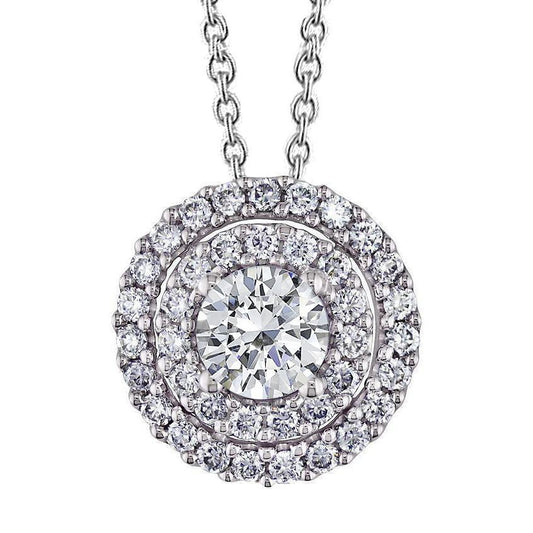 Bellissimo Ciondolo A Forma Di Diapositiva Con Genuino Diamante Doppio Alone 5.60 Carati Gioielli In Oro