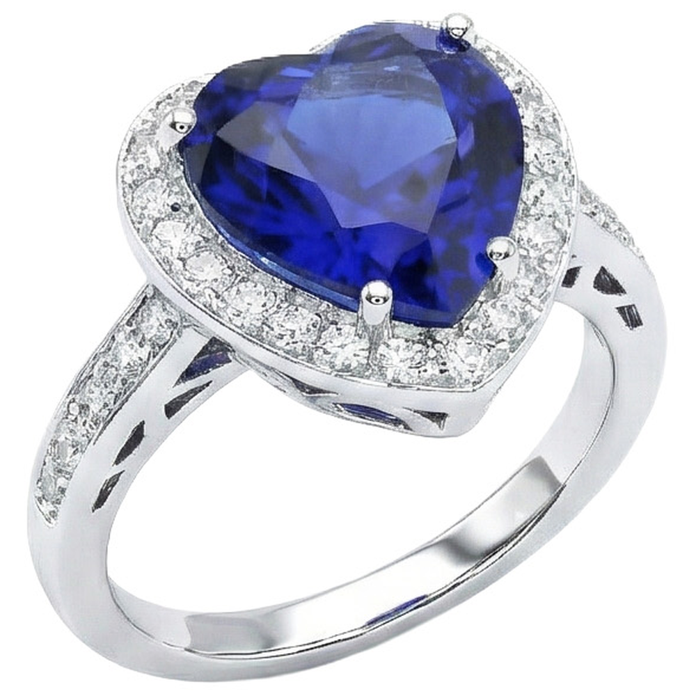 Bellissimo anello con gioielli da sposa in oro zaffiro da 2,50 carati e diamanti