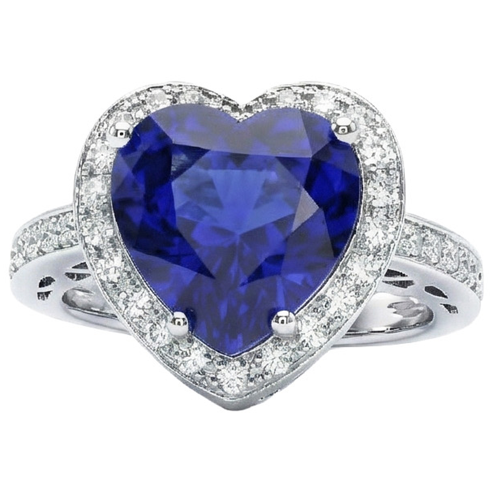 Bellissimo anello con gioielli da sposa in oro zaffiro da 2,50 carati e diamanti