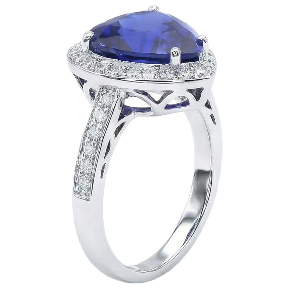 Bellissimo anello con gioielli da sposa in oro zaffiro da 2,50 carati e diamanti