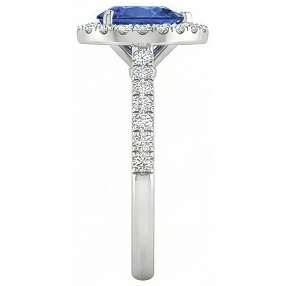 Bellissimo anello in oro rosa con zaffiro blu dello Sri Lanka a forma di pera. 2 ct