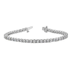 Bellissimo Bracciale Da Tennis Con Naturale Diamanti Bianchi Tondi In Oro Massiccio 6.75 Carati