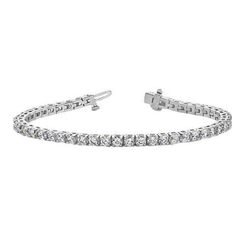 Bellissimo Bracciale Da Tennis Con Naturale Diamanti Bianchi Tondi In Oro Massiccio 6.75 Carati