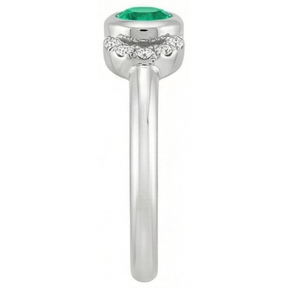 Smeraldo Fine Anello con Pietra Preziosa 1 carati Oro Bianco 14K – vista dall'alto