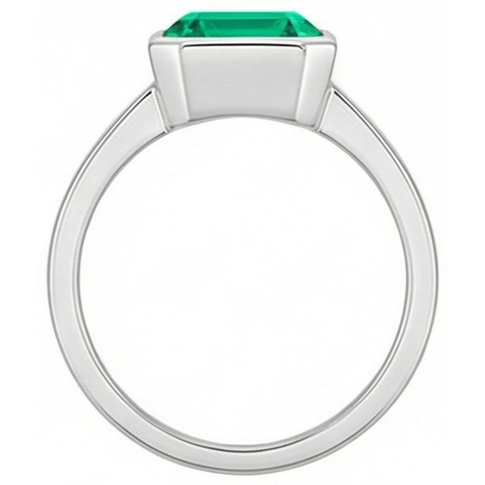 Smeraldo Fine Asscher Anello con Pietra Preziosa in Oro Bianco 14K – vista dall'alto