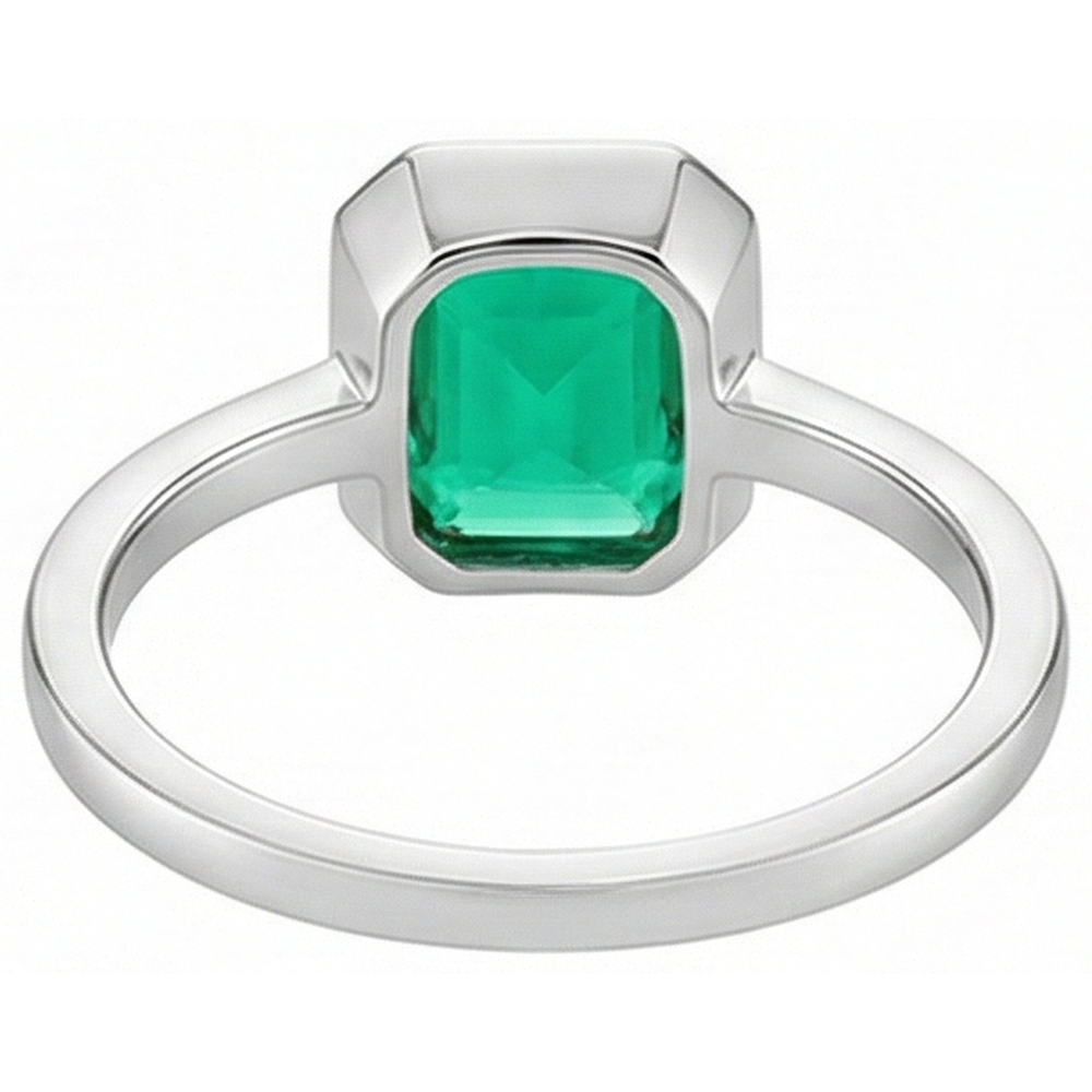 Smeraldo Fine Anello con Pietra Preziosa 2-carati Oro Bianco 14K – vista posteriore