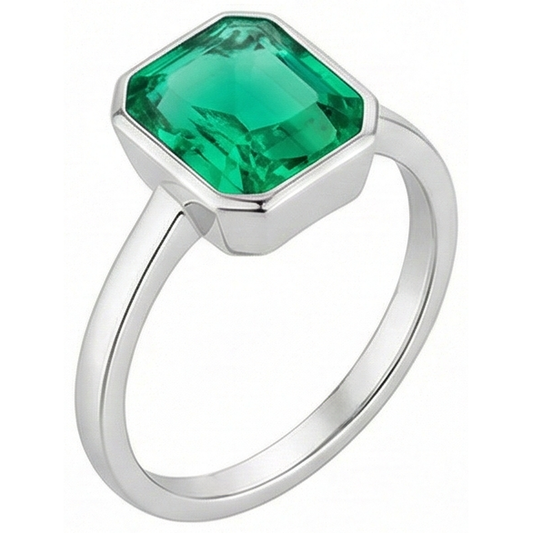 Smeraldo Fine Anello con Pietra Preziosa – vista frontale