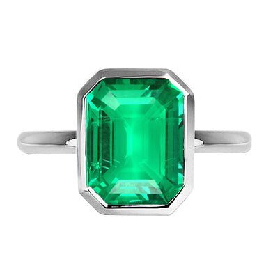 Anello con Gemma Oro Bianco 14K con Smeraldo – vista principale
