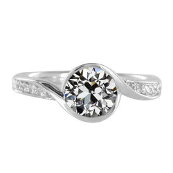 Anello Anniversario Diamante Anello Solitario con Accenti 1,50
