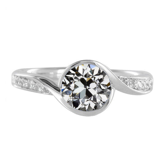 Anello Solitario con Accenti Oro Bianco 14K con Diamante – vista principale