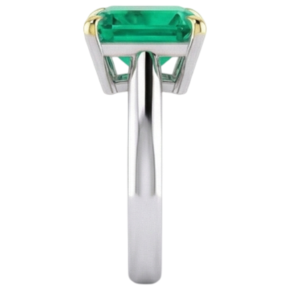 Smeraldo Asscher Anello con Pietra Preziosa in Oro Due Toni 14K – vista dall'alto
