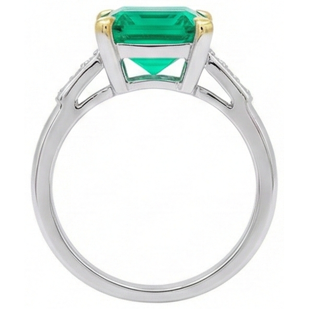 Anello con Gemma Oro Due Toni 14K con Smeraldo Colombiano – vista dall'alto
