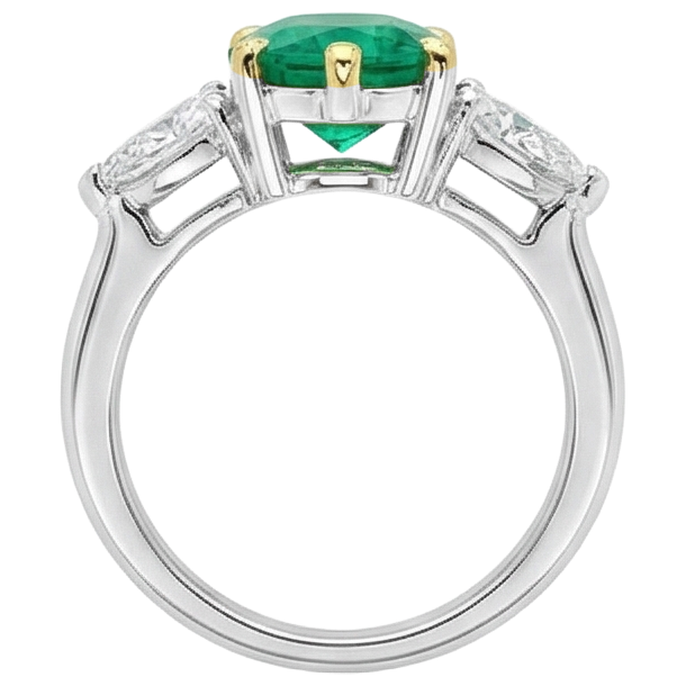 Anello con Gemma Oro Bicolore 14K con Smeraldo Colombiano – vista dall'alto