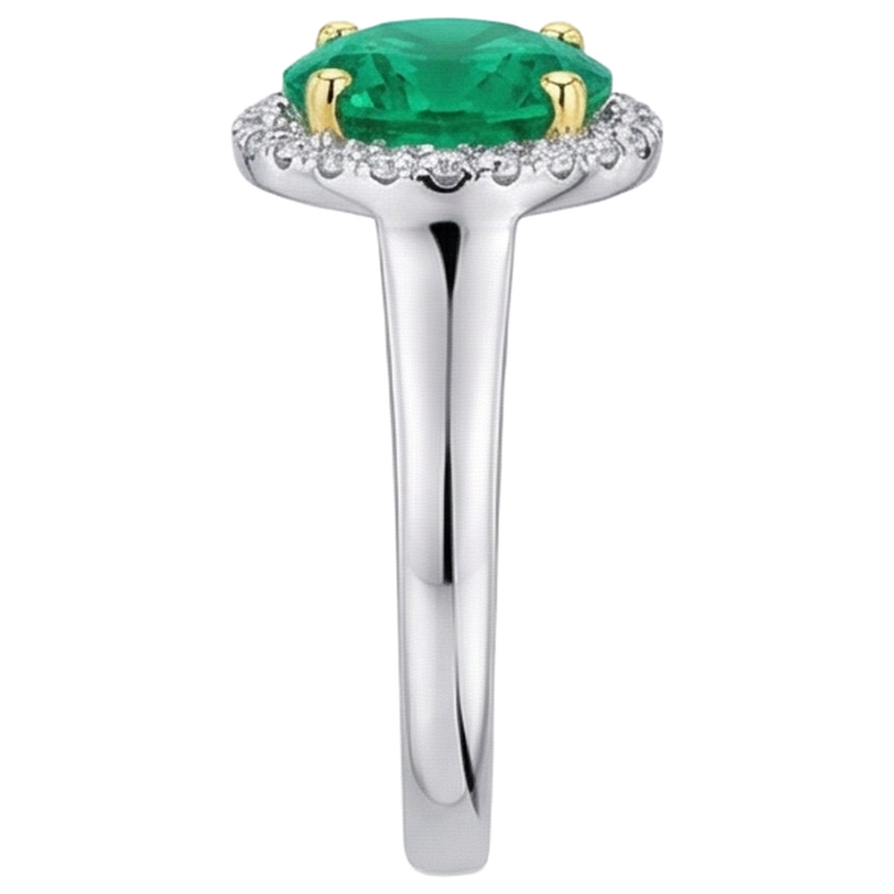 Smeraldo Colombiano Anello con Pietra Preziosa 4-carati Oro Bicolore 14K – vista profilo