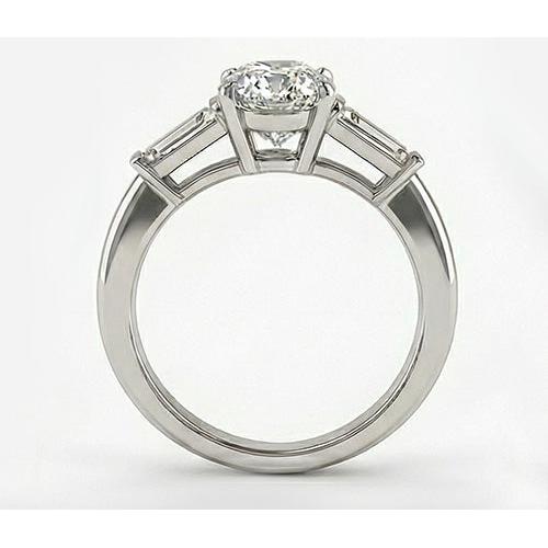 Diamante Anello Trilogy 3 carati Oro Bianco 14K – vista laterale