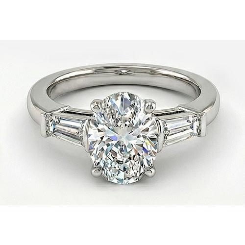 Diamante Anello Trilogy 3 carati Oro Bianco 14K – vista principale