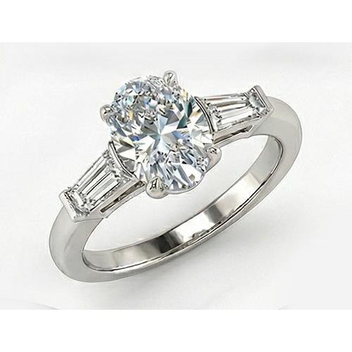 Anello Trilogy Oro Bianco 14K con Diamante – vista frontale